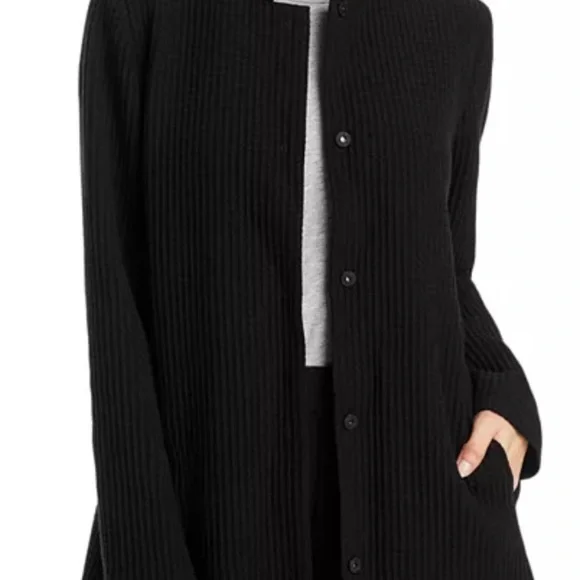 Eileen Fisher Gray Modern Trench Coat with Stand-Up Collar